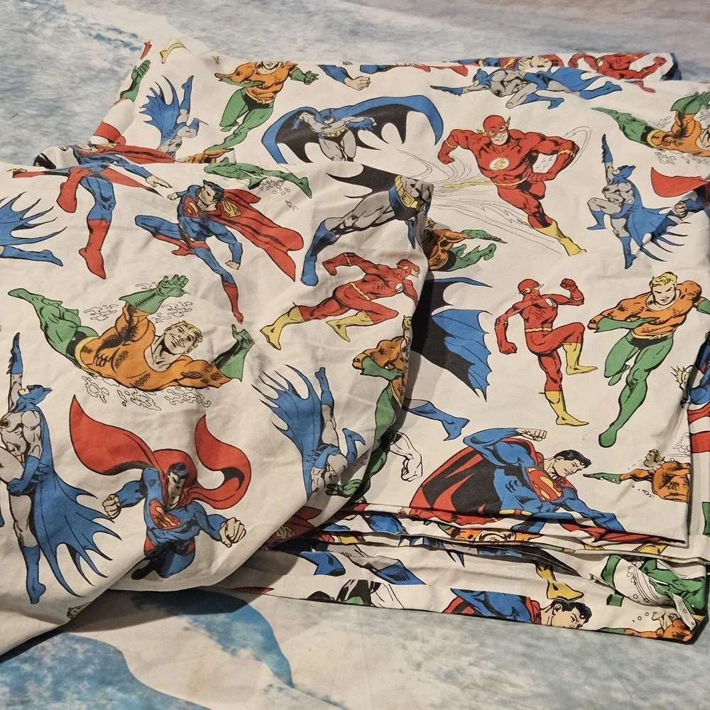 Pottery Barn Kids DC Comics Justice League Full Sheet Set Batman Superman Flash